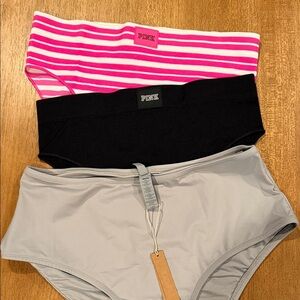 BUNDLE- PINK (2) high leg bikini & SKIMS (1) swim full brief